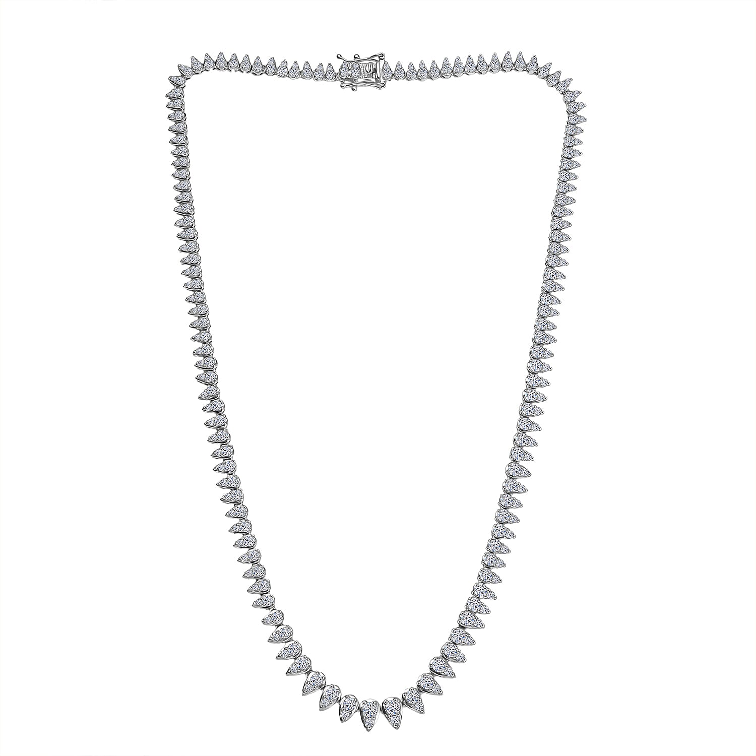 Luxuriant Lab Grown Diamond (SI-GH) Necklace (Size 16.5) in Rhodium Overlay Sterling Silver 3.98 Ct, Silver Wt. 16.29 Gms.