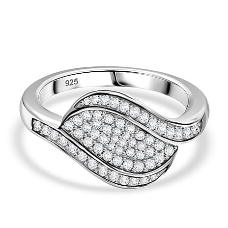 White Diamond Ring in Rhodium Overlay Sterling Silver 0.50 Ct.