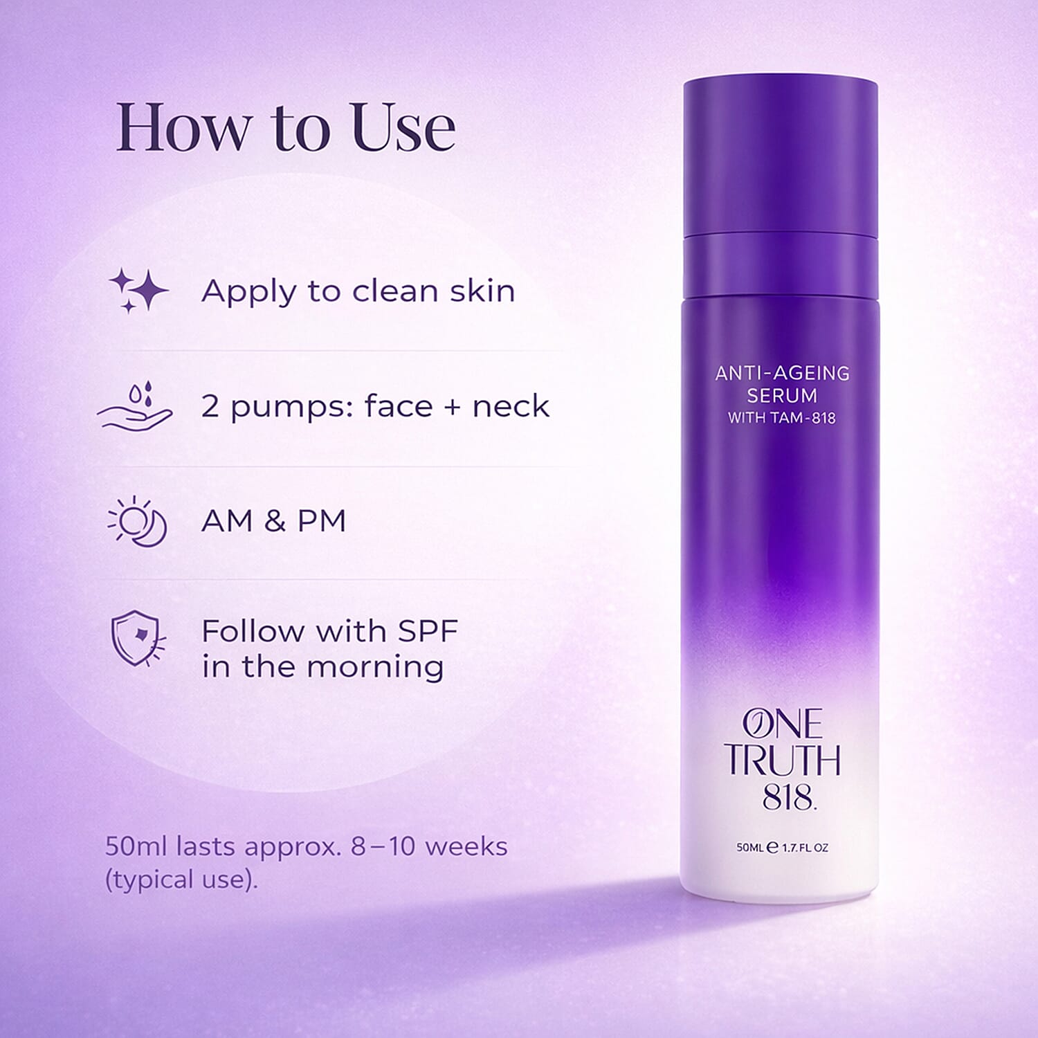 GALA PRICE - One Truth 818- Anti-Ageing Serum - 50ml