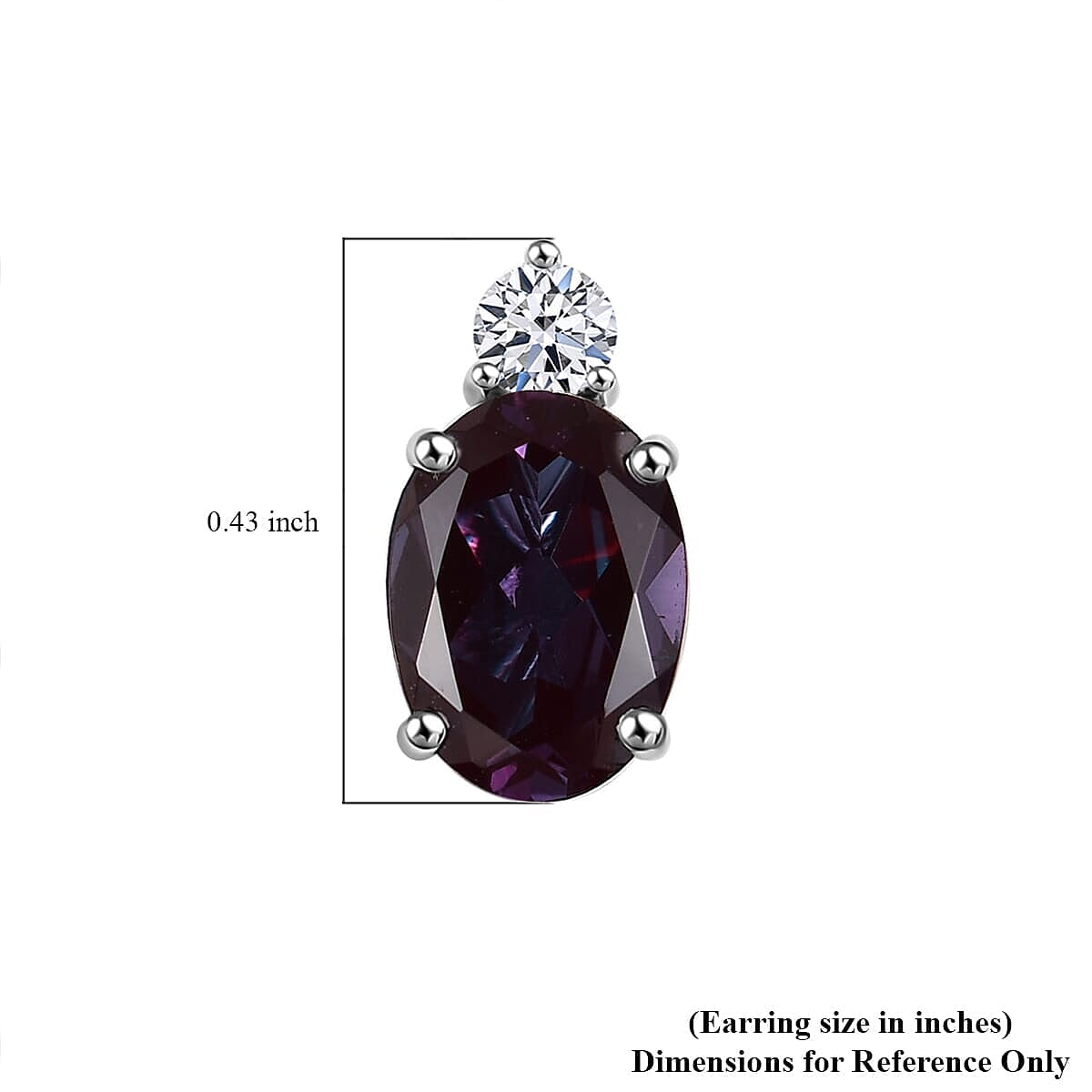 Luxuriant Diamond 10K White Gold AAA Lab Grown Alexandrite, Lab Grown Diamond GH, SI Solitaire Stud Push Post Earring, Gold Wt.0.75 Gms 2.550 Ct. Luxuriant Diamond 10K White Gold AAA Lab Grown Alexandrite, Lab Grown Diamond GH, SI Solitaire Stud Push Post Earring, Gold Wt.0.75 Gms 2.550 Ct.