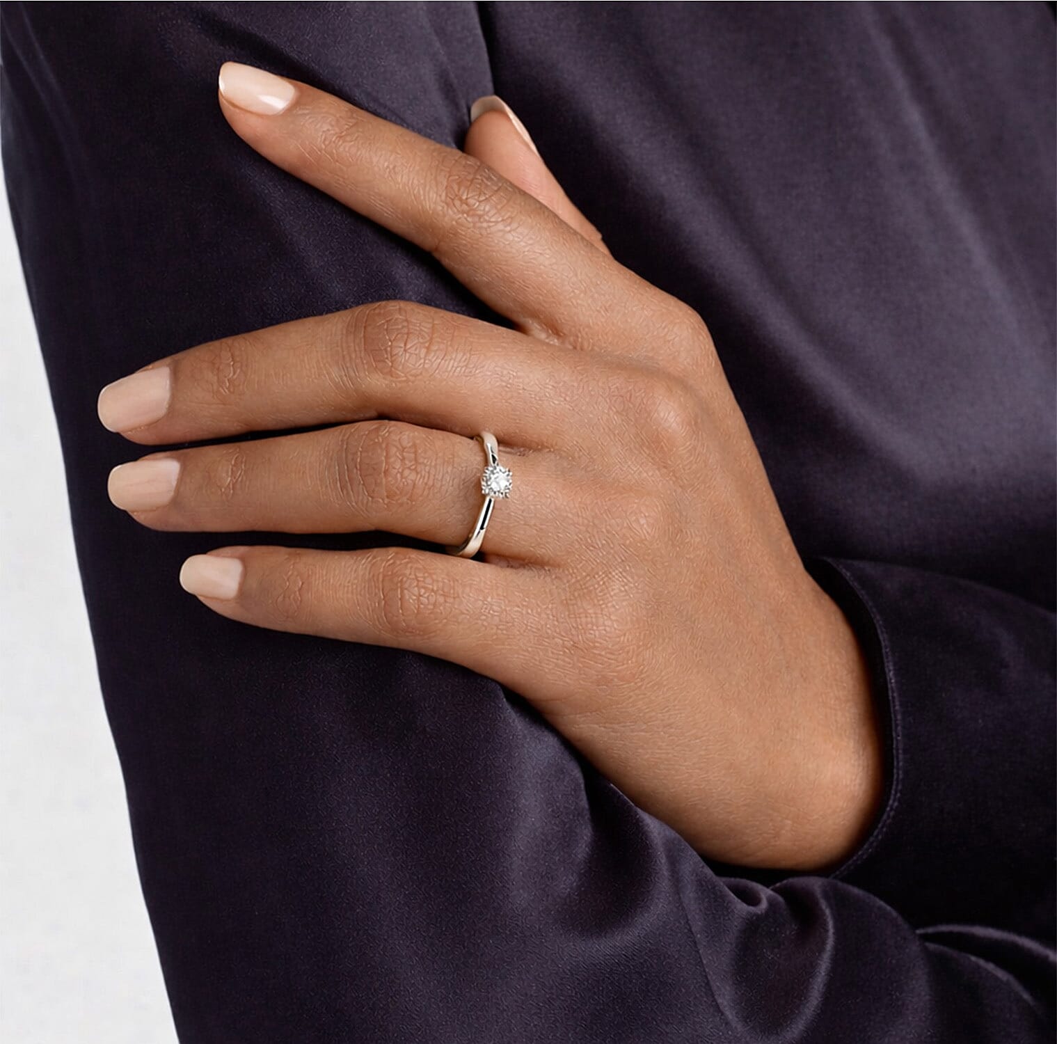 Luxuriant -  SI-GH Lab Grown Diamond Ring in Rhodium Overlay Sterling Silver