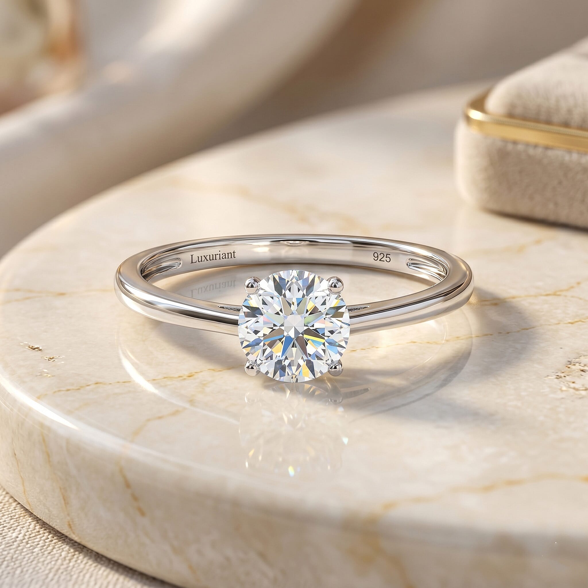 Luxuriant -  SI-GH Lab Grown Diamond Ring in Rhodium Overlay Sterling Silver