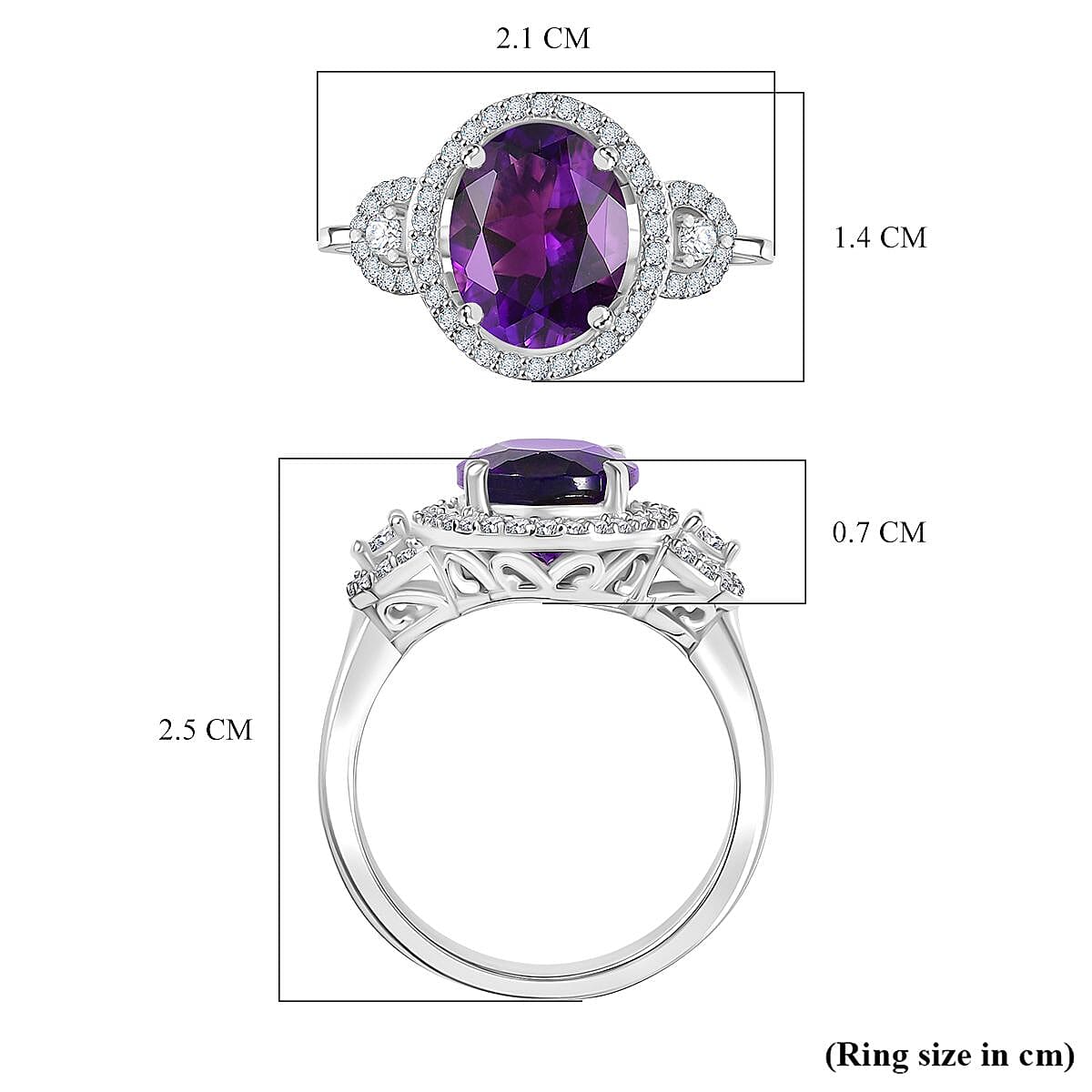 Natural Moroccan Amethyst & White Zircon Classic Garden Glow Ring in Rhodium Overlay Sterling Silver 3.00 Ct. Natural Moroccan Amethyst & White Zircon Classic Garden Glow Ring in Rhodium Overlay Sterling Silver 3.00 Ct.