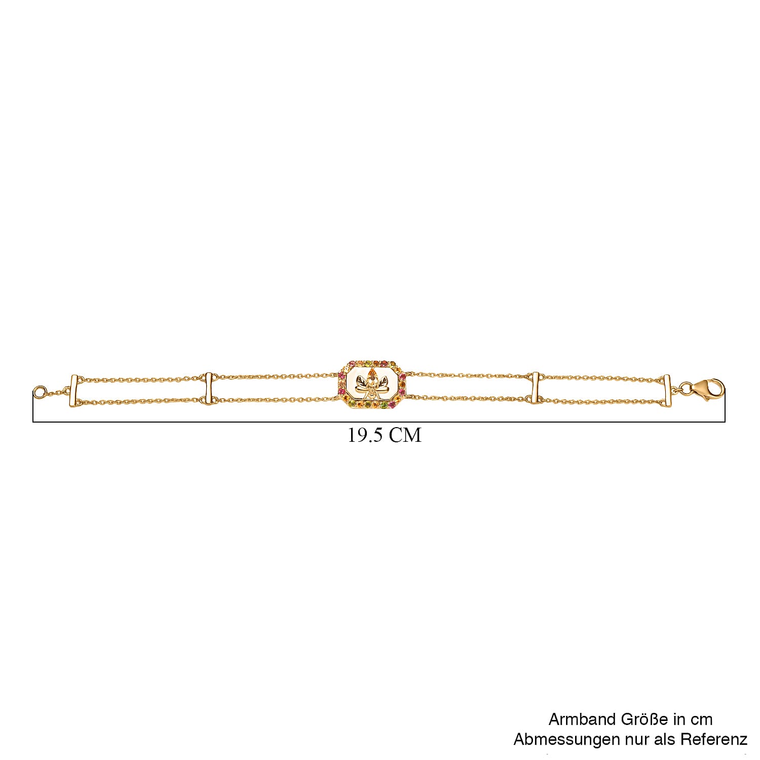 GP Italian Garden Collection - Citrine, Blue Sapphire, Multi - Tourmaline Adjustable Chain Bee Motif Bracelet (Size - 8) with Lobster Clasp in 18K Vermeil Yellow Gold Plated Sterling Silver 1.07 Ct.