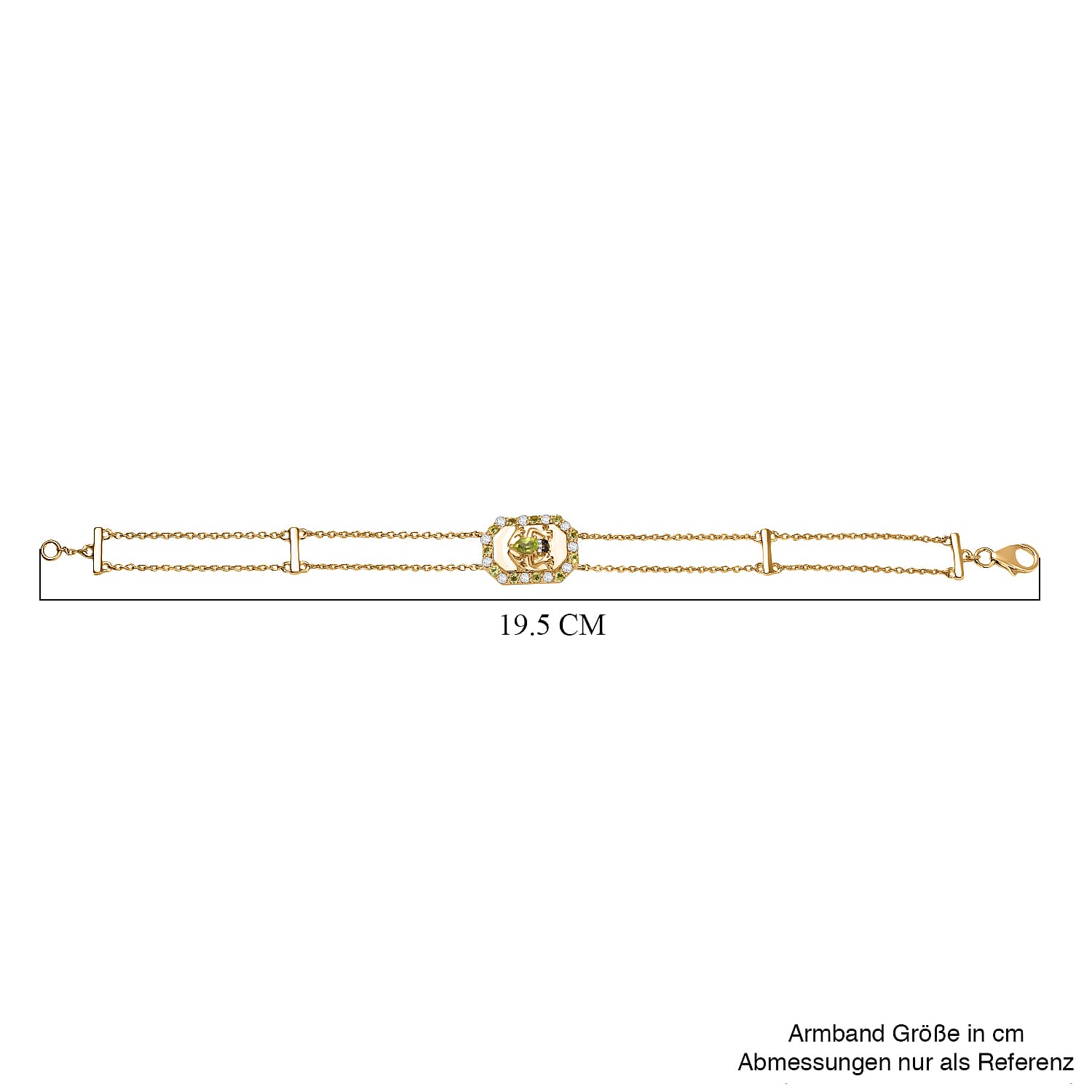 GP Italian Garden Collection - Peridot, Blue Sapphire, Black Spinel & White Zircon Adjustable Chain Frog Motif Bracelet (Size 8) with Lobster Clasp in 18K Vermeil YG Plated Sterling Silver 1.09 Ct.