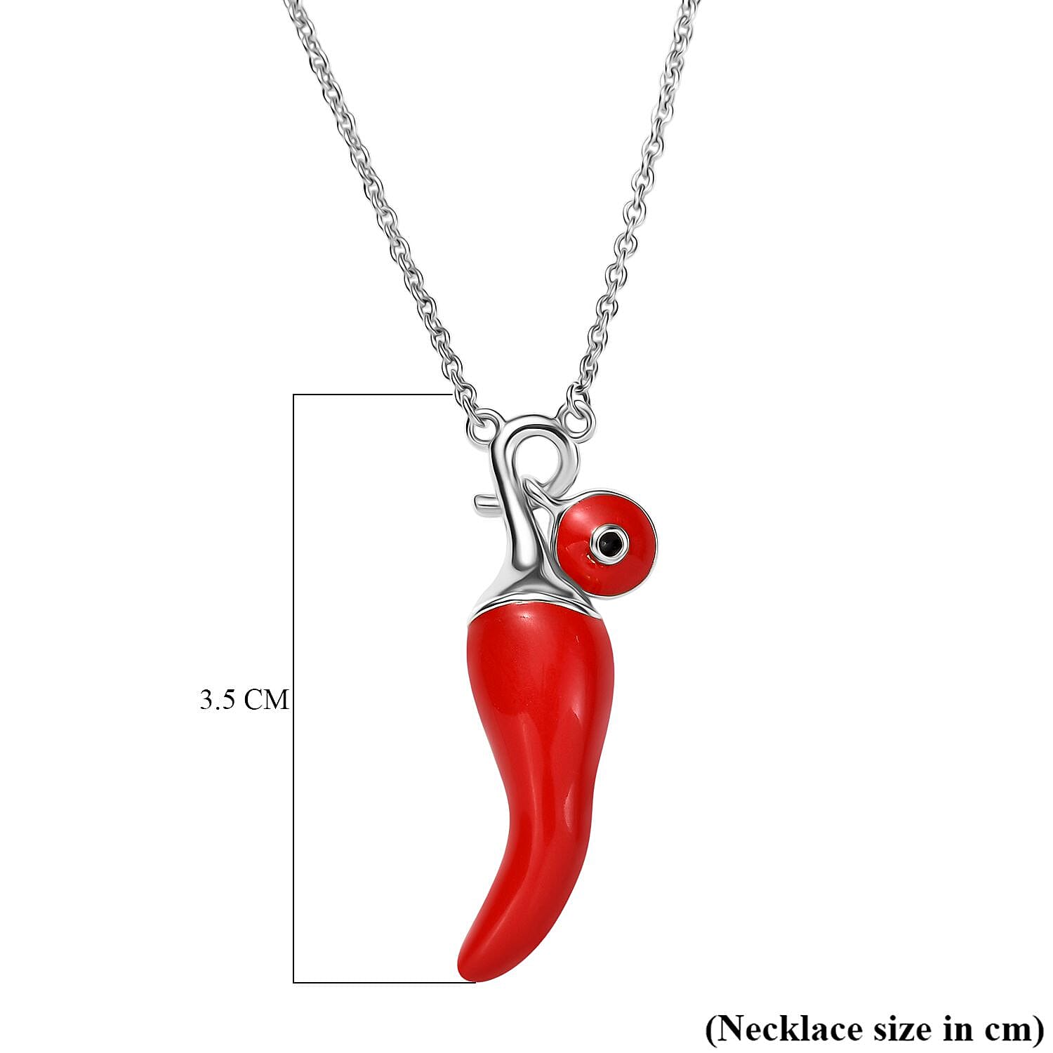 GP Chilli Pepper Collection - Blue Sapphire Enamelled Charm Necklace (Size - 20) in Rhodium Overlay Sterling Silver, Silver Wt. 7.05 Gms.