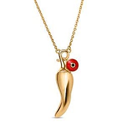 GP Chilli Pepper Collection - Plain Chilli Charm Necklace (Size - 20) in 18K Vermeil Yellow Gold Over Sterling Silver