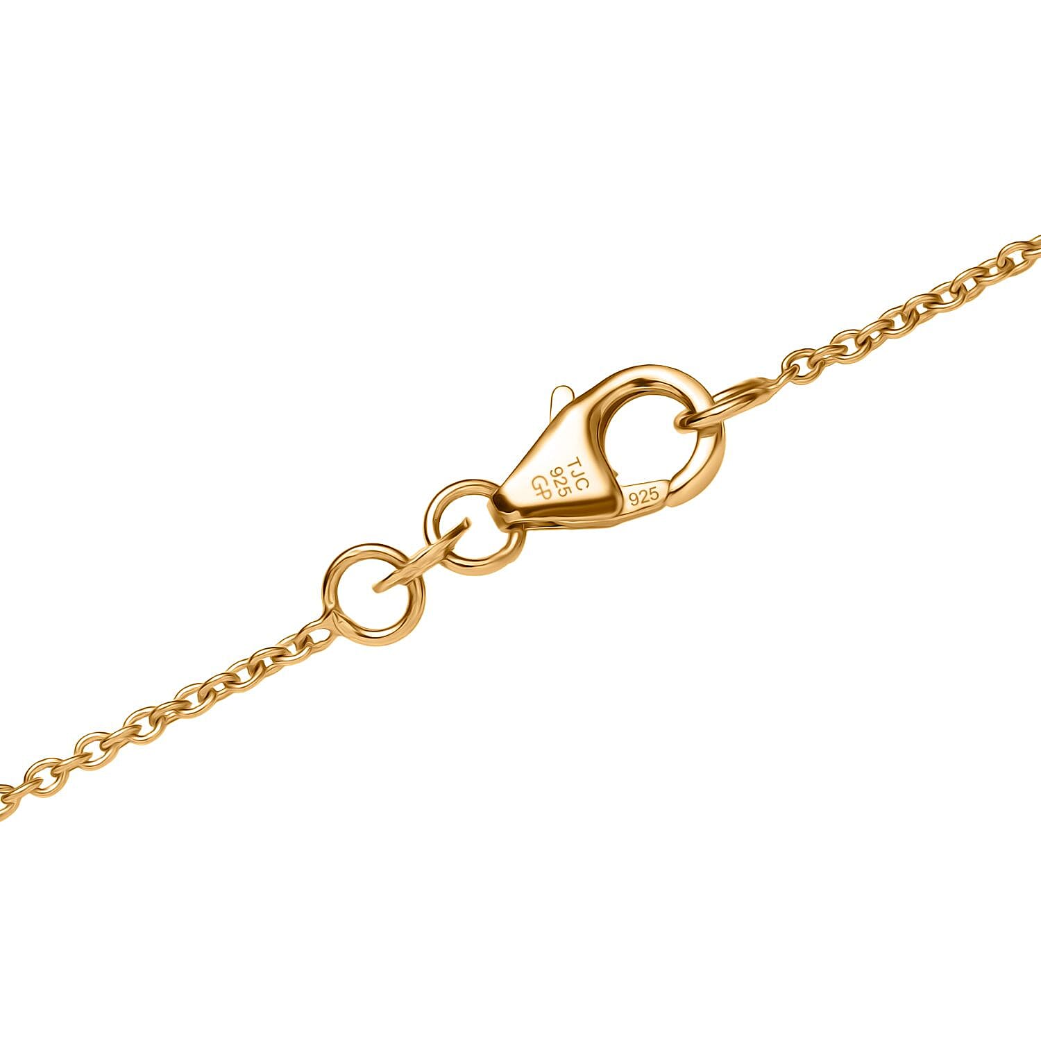 GP Chilli Pepper Collection - Blue Sapphire Plain Charm Necklace (Size - 20) in 18K Vermeil Yellow Gold Plated Sterling Silver, Silver Wt. 7.10 Gms.