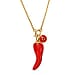 GP Chilli Pepper Collection - Enamelled Red Chilli Pepper Charm Necklace (Size - 20) with Lobster Clasp in 18K Vermeil Yellow Gold Over Sterling Silver