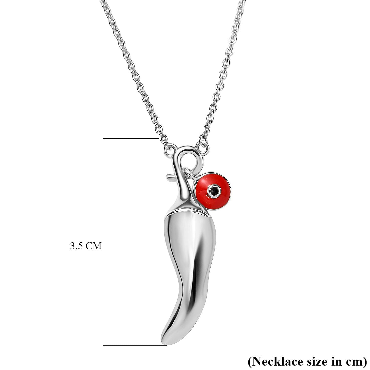 GP Chilli Pepper Collection - Blue Sapphire Plain Charm Necklace (Size - 20) in Rhodium Overlay Sterling Silver, Silver Wt. 7.10 Gms.
