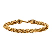 Sterling Silver Byzantine Bracelet (Size - 7.5) with Lobster Clasp in Yellow Gold Plating