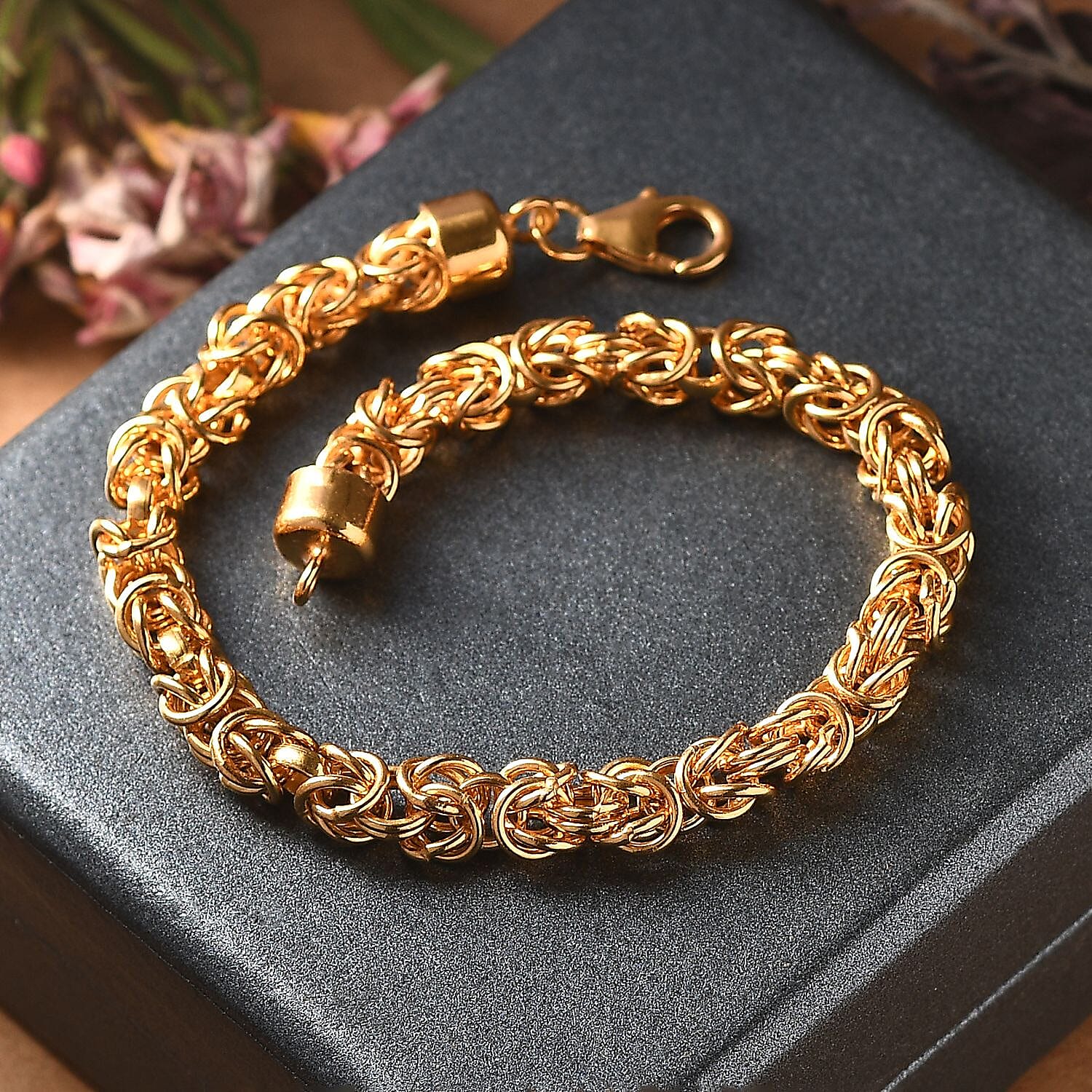 Closeout Deal - Sterling Silver Bracelet (Size - 7.5) In 18K Yellow Gold Plating, Silver Wt. 16.30 Gms.