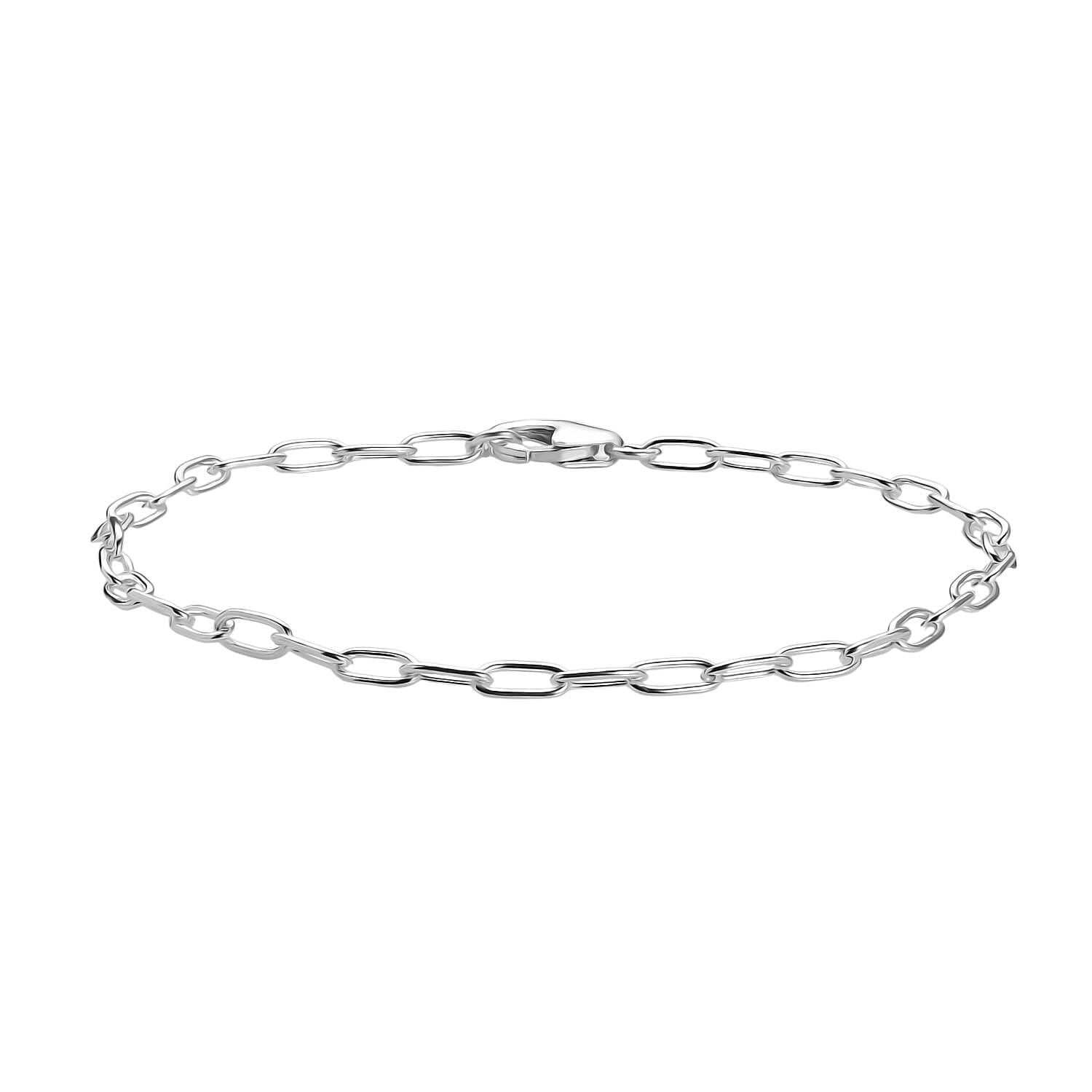 Paper Clip Bracelet (Size - 7.5) in Sterling Silver