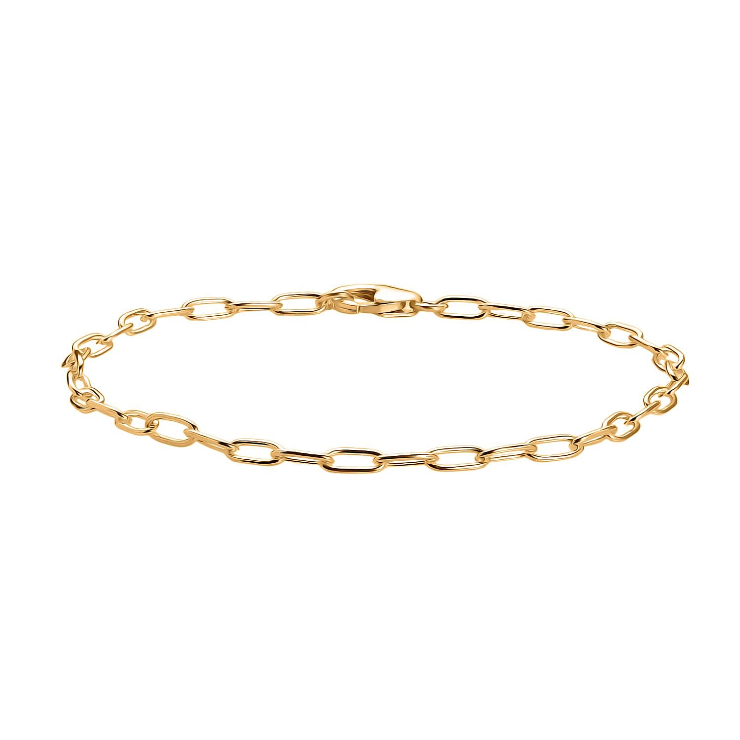 Paper Clip Bracelet (Size - 7.5) in Yellow Gold Sterling Silver