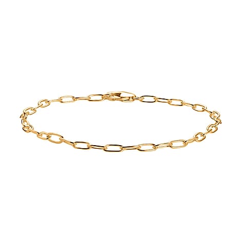Paper Clip Bracelet (Size - 7.5) in Yellow Gold Sterling Silver