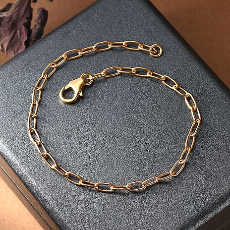 Paper Clip Bracelet (Size - 7.5) in Yellow Gold Sterling Silver