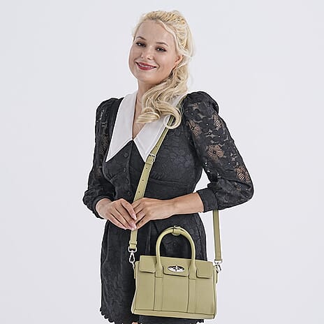 La Marey Genuine Leather Mini Bayswater Satchel Bag - Green