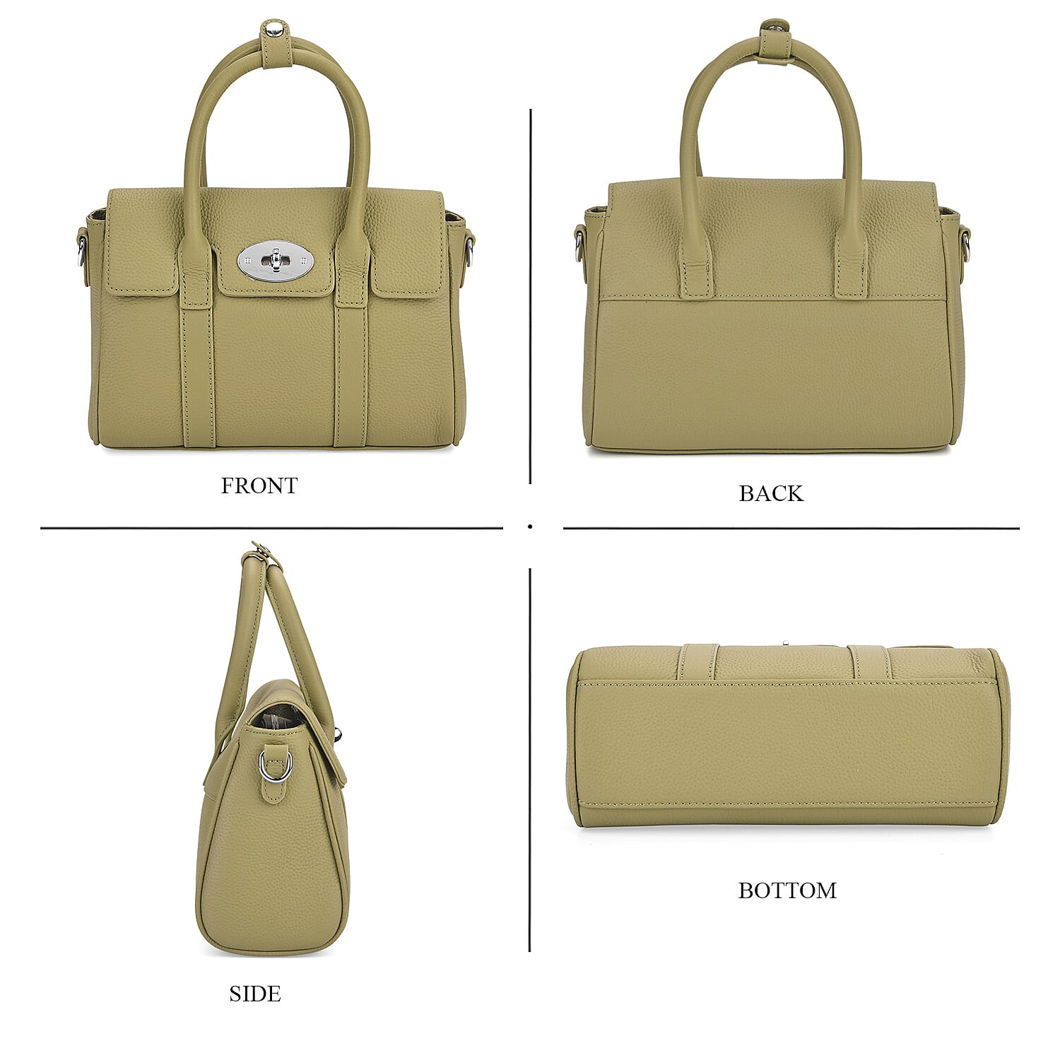 La Marey Genuine Leather Mini Bayswater Satchel Bag - Green