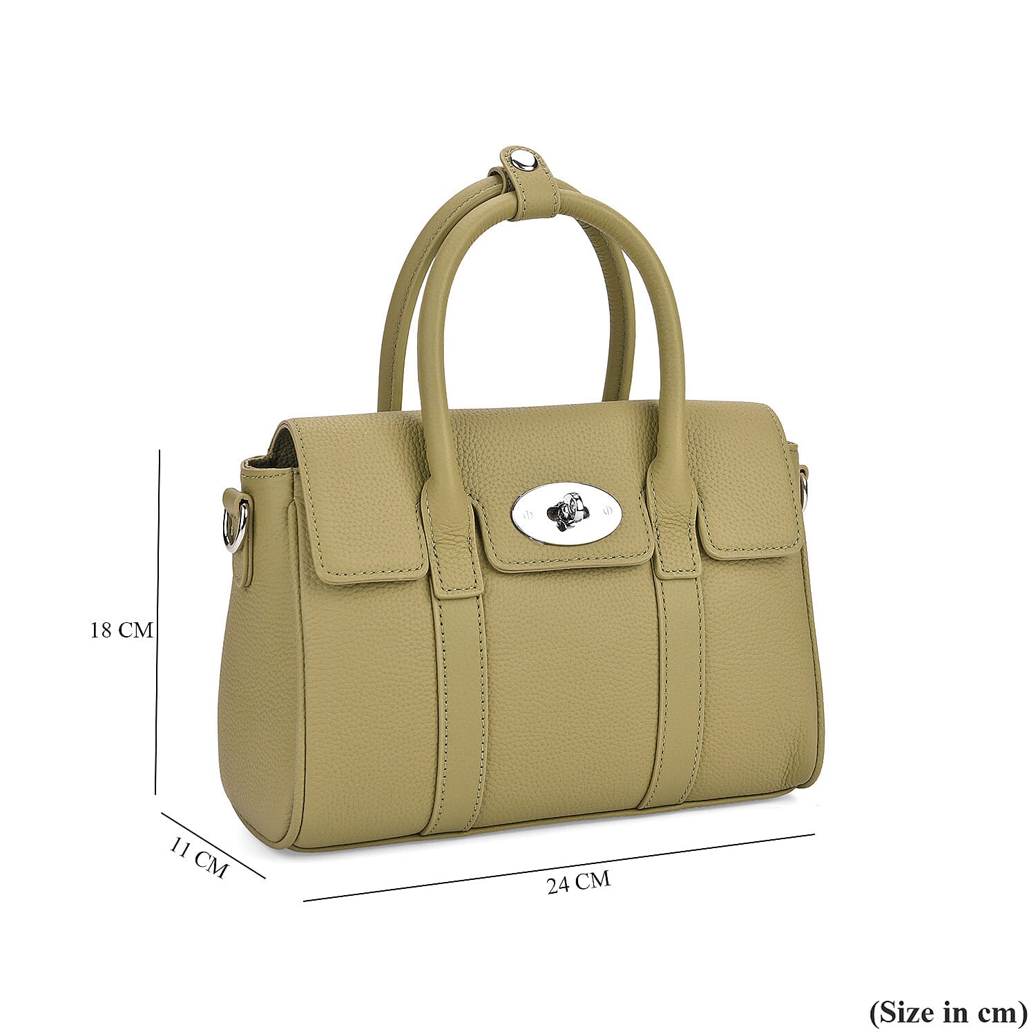 La Marey Genuine Leather Mini Bayswater Satchel Bag - Green