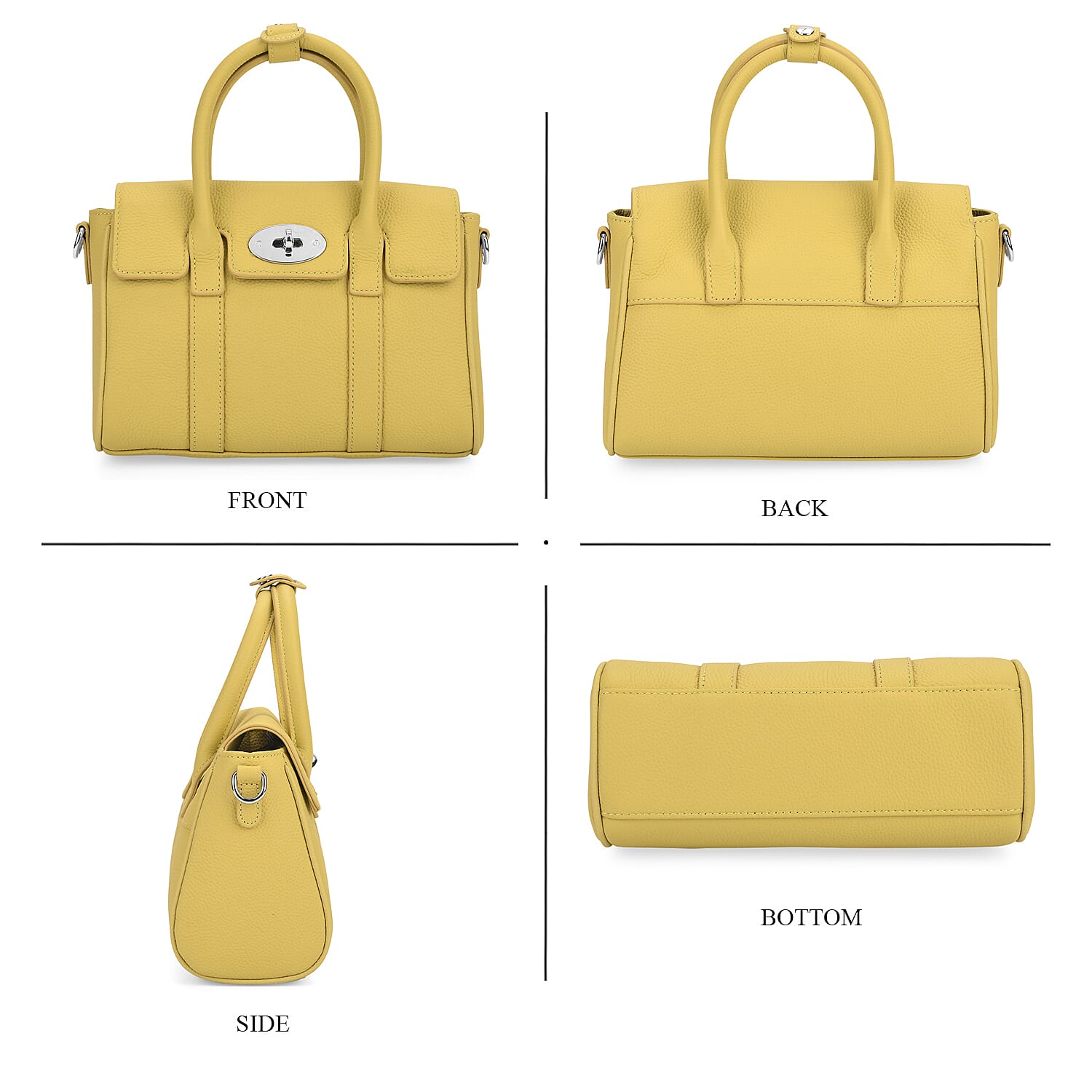 La Marey Genuine Leather Mini Bayswater Satchel Bag - Yellow