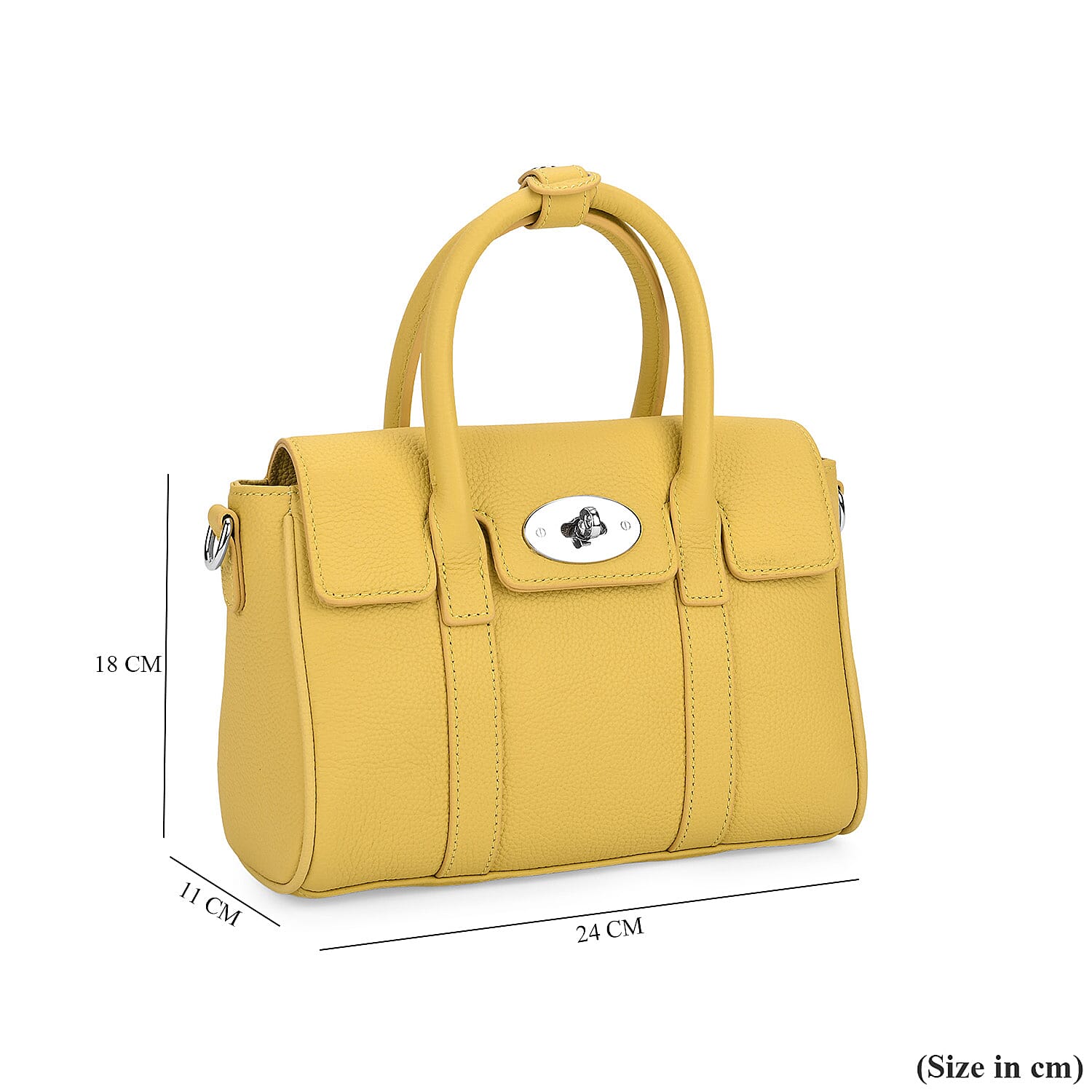 La Marey Genuine Leather Mini Bayswater Satchel Bag - Yellow