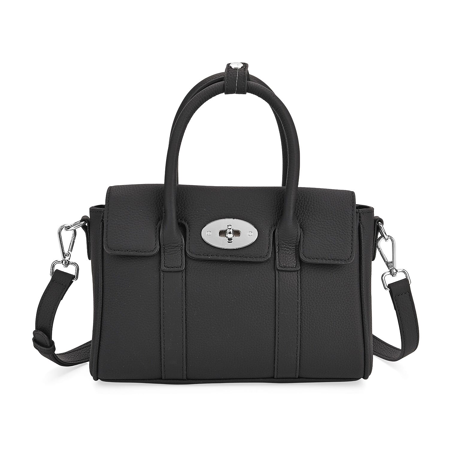 La Marey Genuine Leather Mini Bayswater Satchel Bag - Black