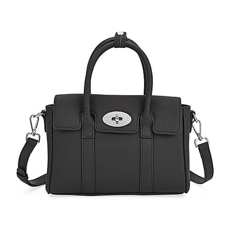 La Marey Genuine Leather Mini Bayswater Satchel Bag - Black