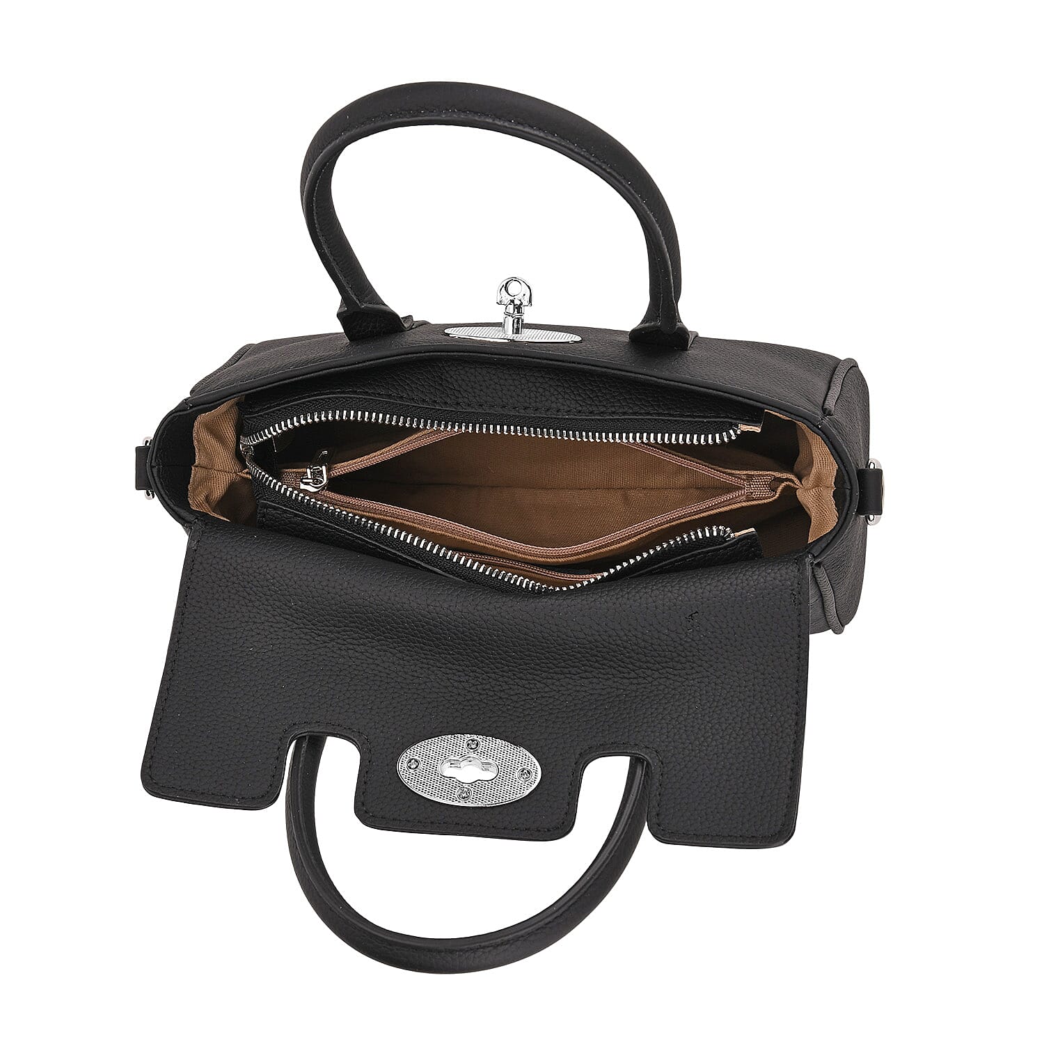 La Marey Genuine Leather Mini Bayswater Satchel Bag - Black