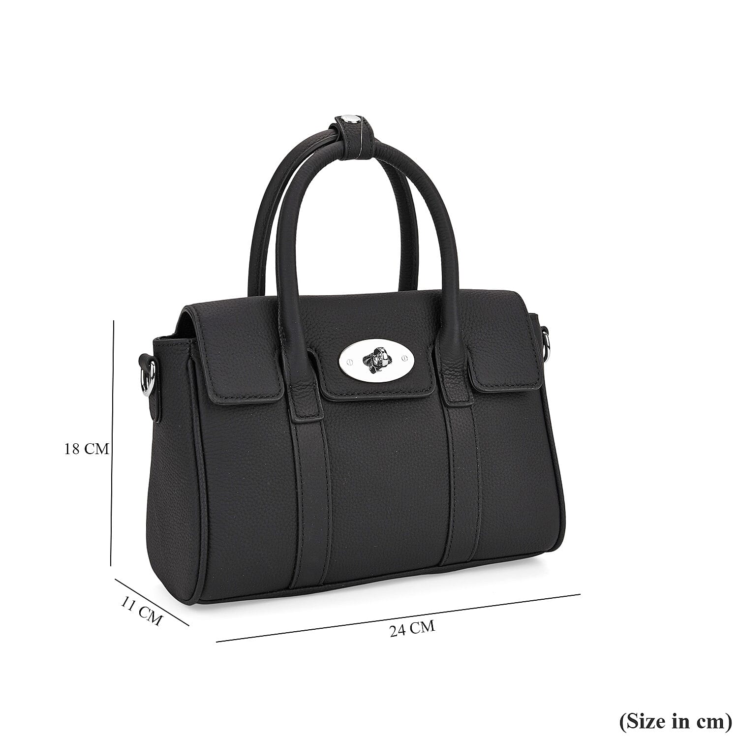 La Marey Genuine Leather Mini Bayswater Satchel Bag - Black