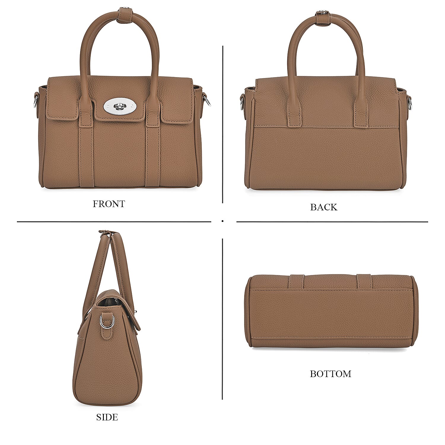 La Marey Genuine Leather Mini Bayswater Satchel Bag - Grey