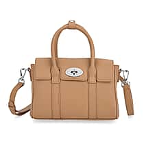 La Marey Genuine Leather Mini Bayswater Satchel Bag - Beige