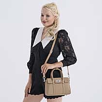 La Marey Genuine Leather Mini Bayswater Satchel Bag - Beige