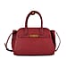 Genuine Leather Structured Top Handle Handbag with Gold Clasp & Shoulder Strap - Brown