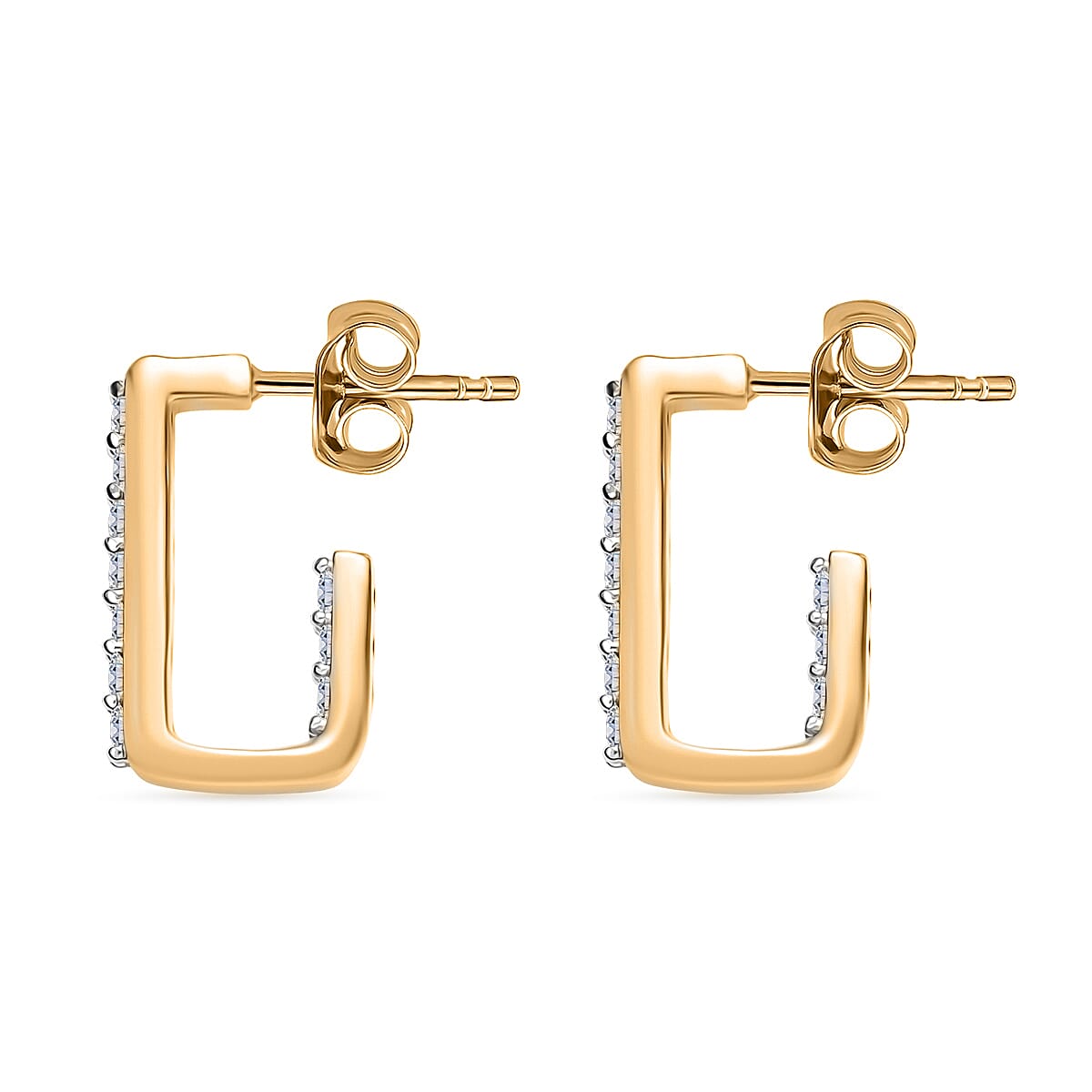 Luxuriant Diamond -Lab Grown Diamond (SI-GH) J Half Hoop Earring in 18K Vermeil Yellow Gold Plated Sterling Silver 0.50 Cts