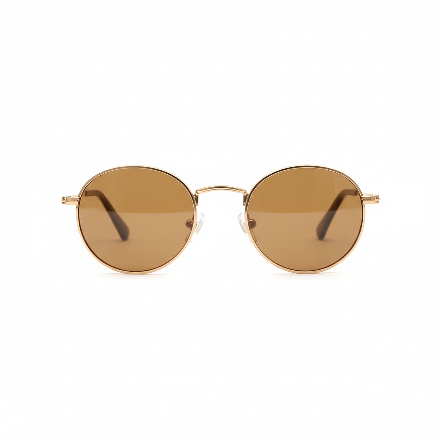 Vintage-Inspired Gold Frame Sunglasses with Brown Lenses & Side Panels