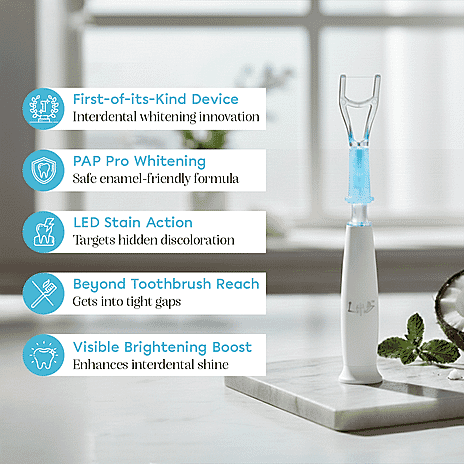 Lab Life Floss Light - LED Teeth Whitening and Interdental Flosser (Including 6 Flossing Heads)
