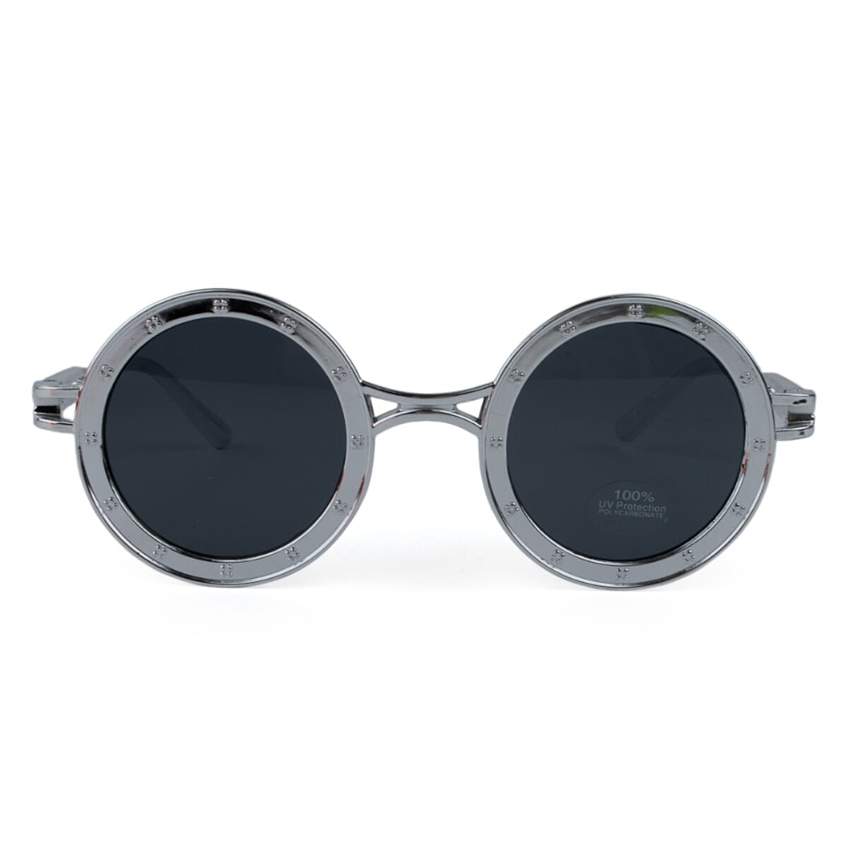 Retro Style Round Sunglasses - Clear Frame, Smoke Lens
