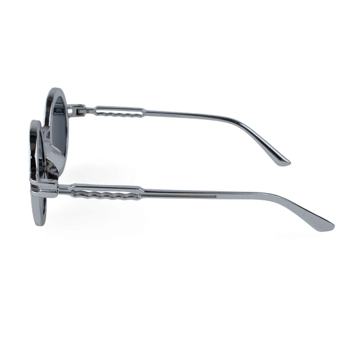 Retro Style Round Sunglasses - Clear Frame, Smoke Lens