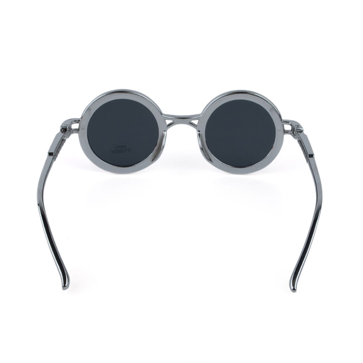 Retro Style Round Sunglasses - Clear Frame, Smoke Lens