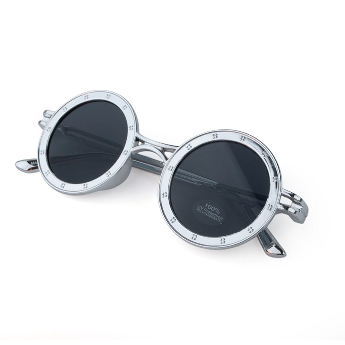 Retro Style Round Sunglasses - Clear Frame, Smoke Lens