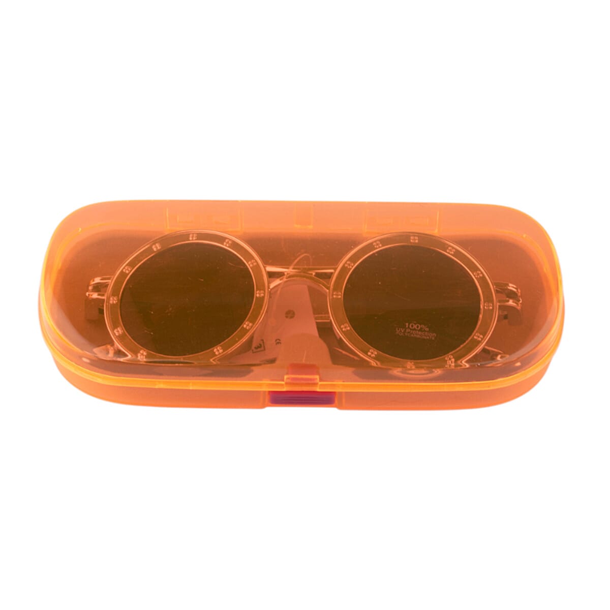 Retro Style Round Sunglasses - Clear Frame, Smoke Lens