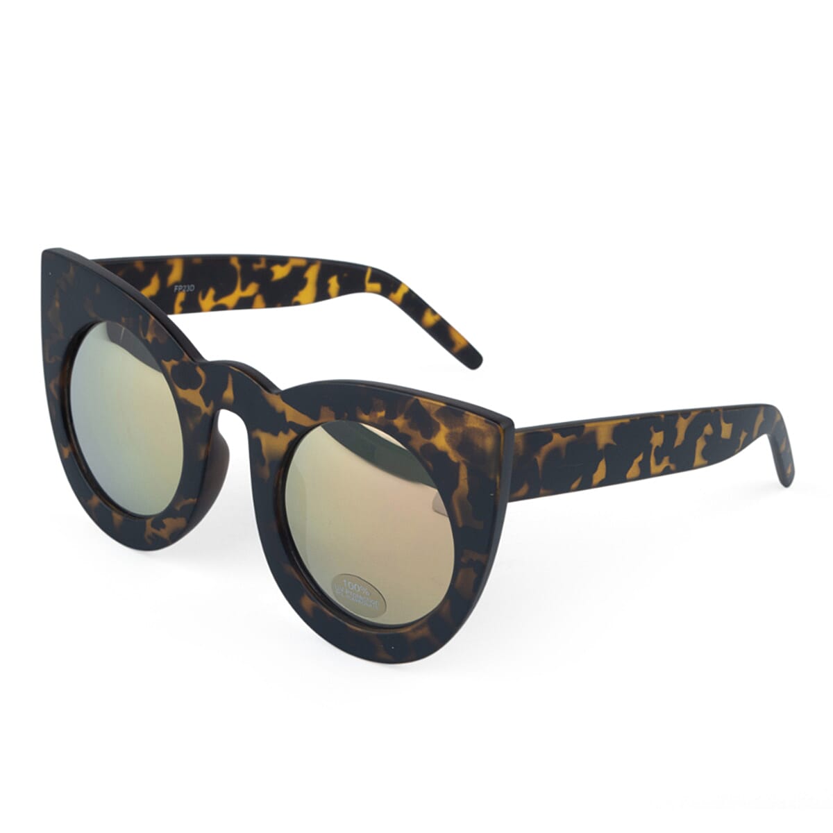 Stylish Demi Tortoiseshell Cat Eye Sunglasses with Mirror Lenses