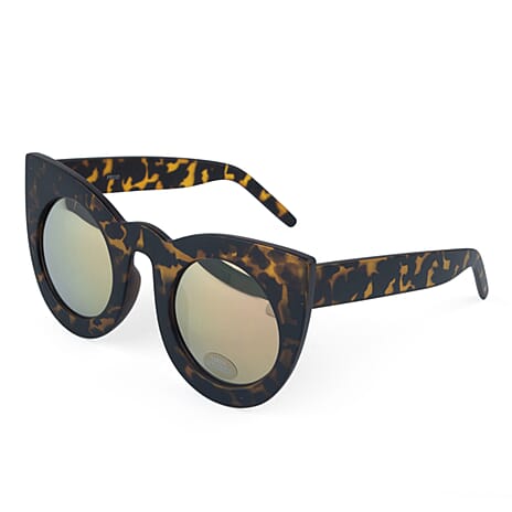 Stylish Demi Tortoiseshell Cat Eye Sunglasses with Mirror Lenses
