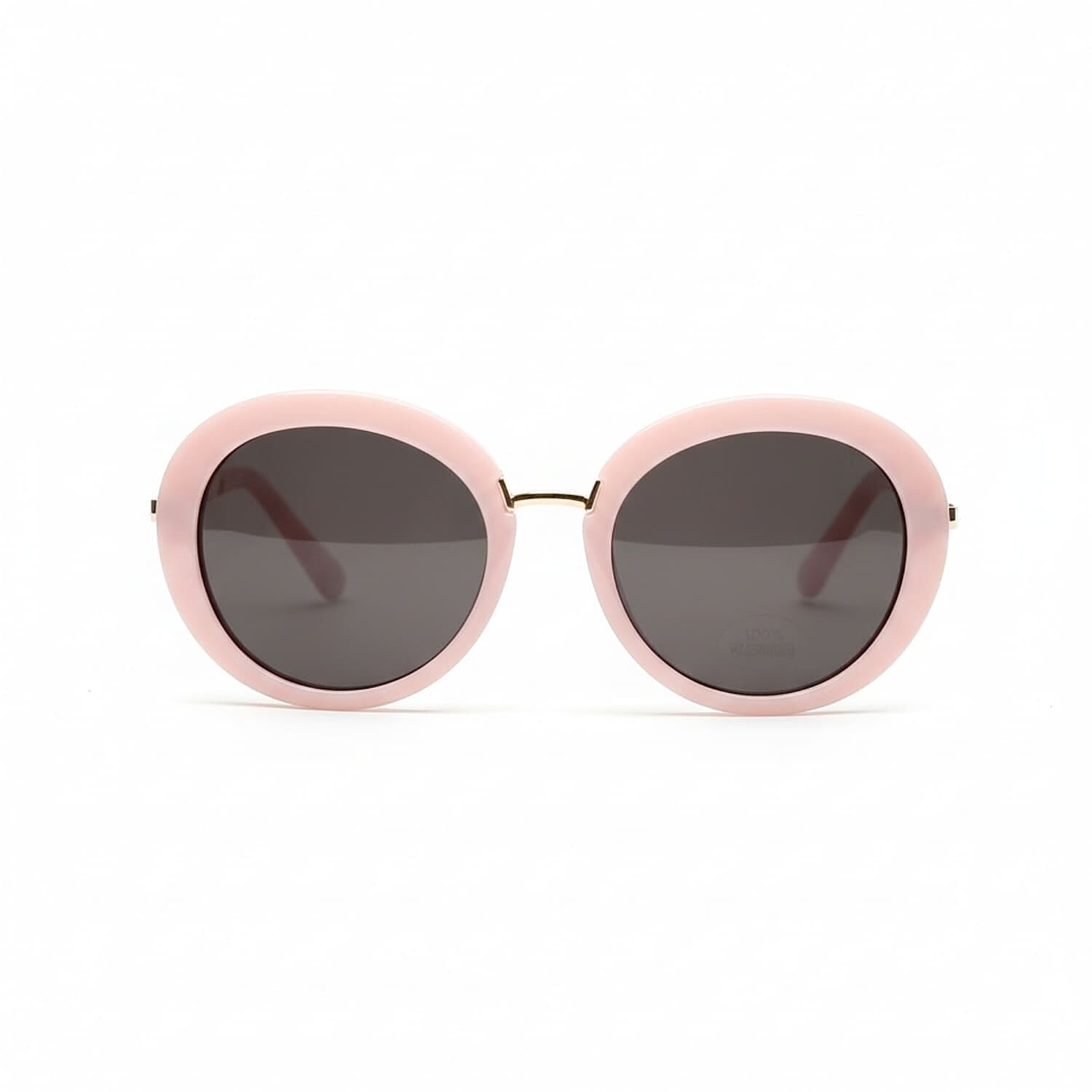 Oversized Round Sunglasses with Light Pink Frame & Smoke Lenses