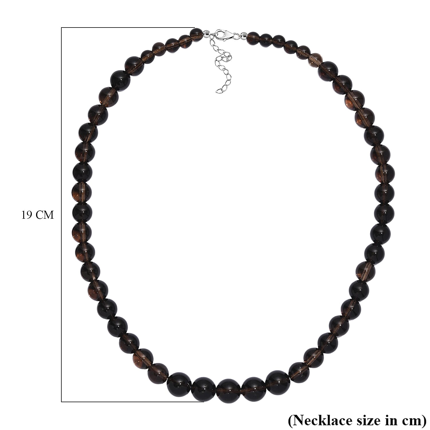 Supreme Brazilian Smoky Quartz Necklace (Size - 20-2 Ext) with Lobster Clasp in Rhodium Overlay Sterling Silver 360.00 Ct. Supreme Brazilian Smoky Quartz Necklace (Size - 20-2 Ext) with Lobster Clasp in Rhodium Overlay Sterling Silver 360.00 Ct.