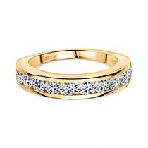 LUXURIANT 1 Ct. Lab Grown Diamond Half Eternity Ring in 18K Vermeil Yellow Gold Plated Sterling Silver (SI-GH)