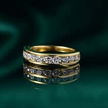 LUXURIANT 1 Ct. Lab Grown Diamond Half Eternity Ring in 18K Vermeil Yellow Gold Plated Sterling Silver (SI-GH)