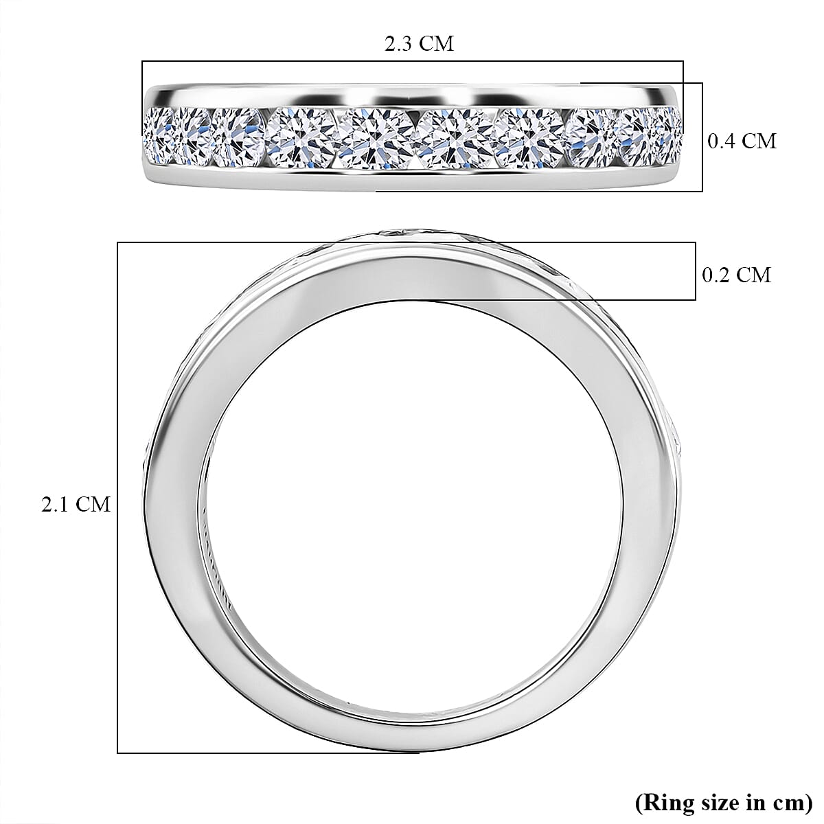 Luxuriant Lab Grown Diamond (SI-GH) Half Eternity Band Ring in Rhodium Overlay Sterling Silver 1.00 Ct.