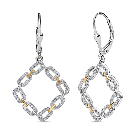 Luxuriant Diamond Lab Grown Diamond (SI-GH) Earring with Lever Back in 18K Vermeil Yellow Gold Plated Rhodium Overlay Sterling Silver