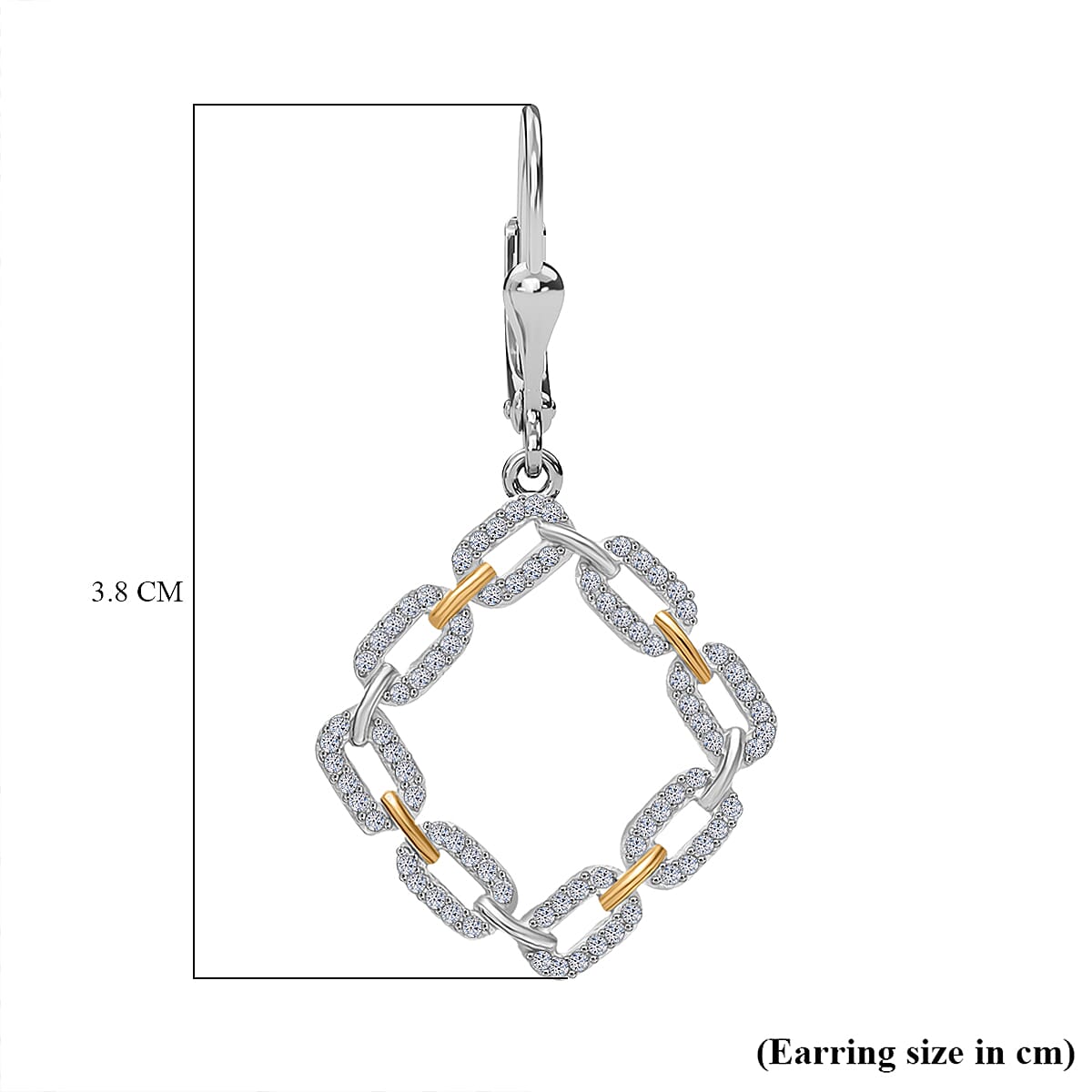 Luxuriant Diamond Lab Grown Diamond (SI-GH) Earring with Lever Back in 18K Vermeil Yellow Gold Plated Rhodium Overlay Sterling Silver